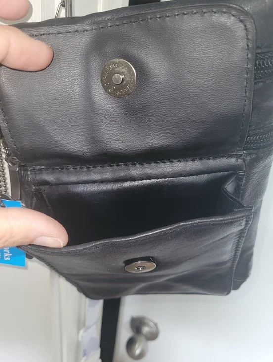 Leather Works Black Leather Crossbody Bag with Zip Pockets - Picture 4 of 9